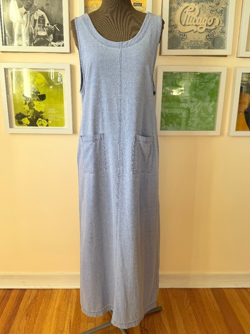 💙 Vintage 90s Light Blue Silk Pinafore / Maxi Dress 💙